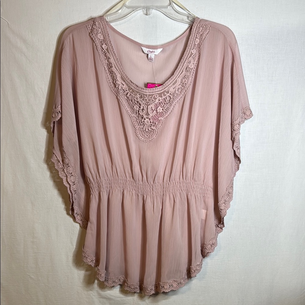 Candie's Pink Dolman Sleeve Asymmetrical Blouse